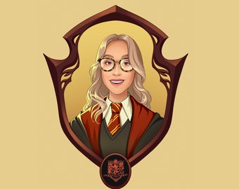 SALE! Wizard School Graduate Custom Portrait. Best Gift For Wife. Girlfriend Idea For Gift. Digital Family, Portrait From Photo, Art.