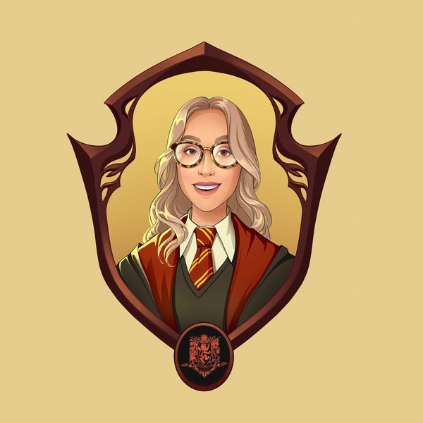 SALE! Wizard School Graduate Custom Portrait. Best Gift For Wife. Girlfriend Idea For Gift. Digital Family, Portrait From Photo, Art.