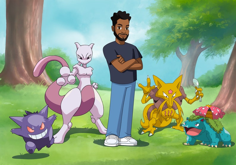 BIG SALE Monster World Custom Portrait. Best Gift Idea for Husband