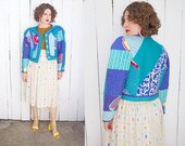 Vintage 80s Jacket 80s Jeanne Marc Quilted Cotton Jacket Medium M