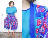 Vintage 80s Set 80s Jeanne Marc Printed Three Piece Set Pants Medium M