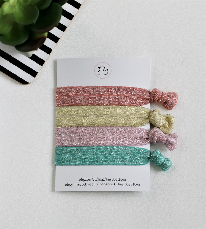 Glitter Hair Elastics in Pastel ColoursSoft Stretch FOE Etsy