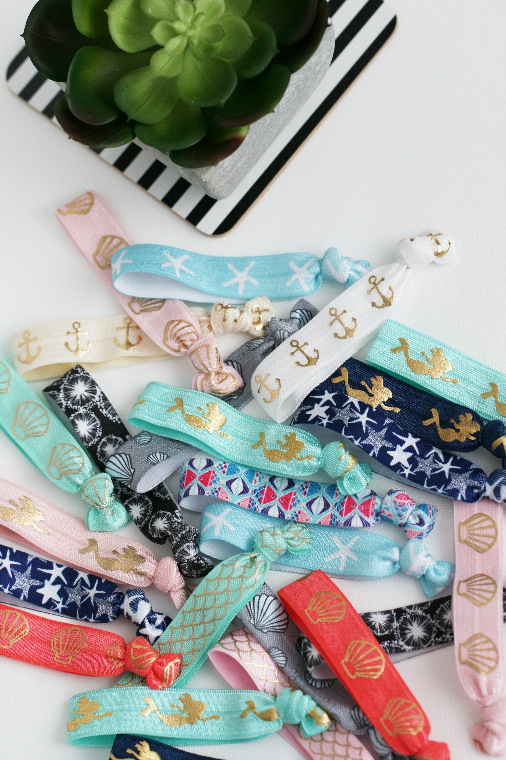 Bulk Sealife Themed Hair Tiesmermaids Elastic Hair Tiessale Etsy