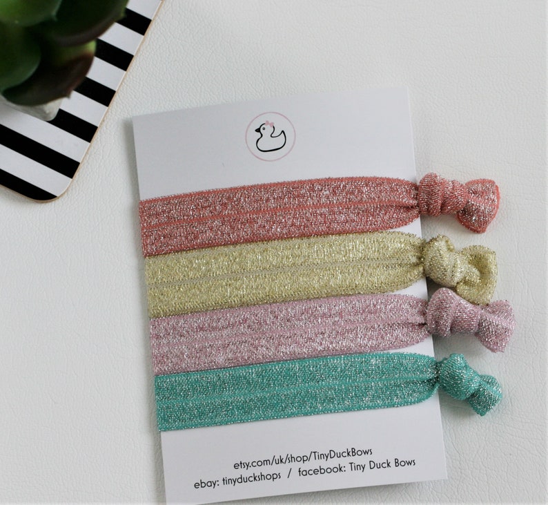 Glitter Hair Elastics in Pastel ColoursSoft Stretch FOE Etsy