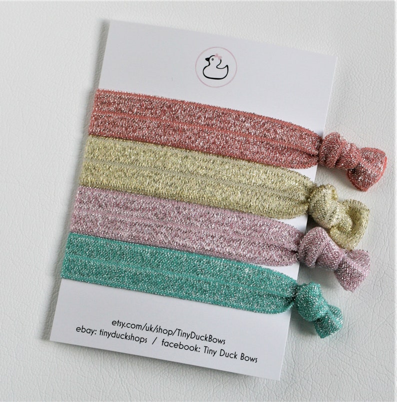 Glitter Hair Elastics in Pastel ColoursSoft Stretch FOE Etsy