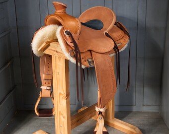 Custom quality handmade western saddle Will James with wooden tree