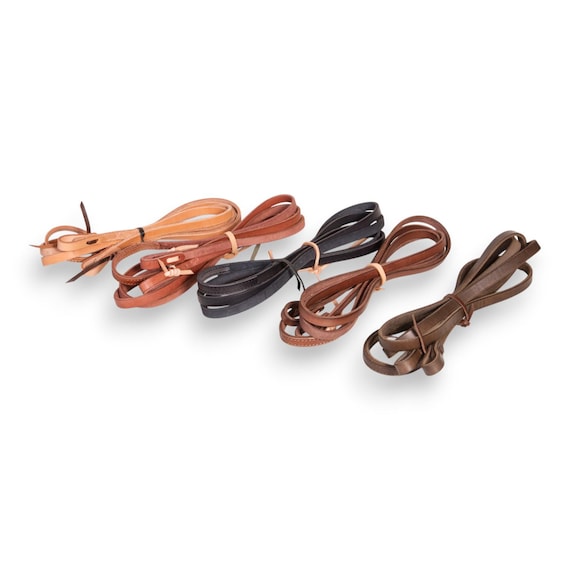 Barrel Trail Leather Reins – Vegetable Tanned, Tie End, Multiple Colors, Western Reins
