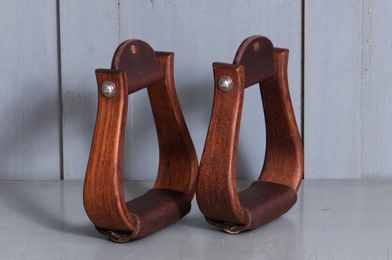 Handmade luxury oak wooden western stirrups 2"