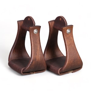 Handmade luxury oak wooden western stirrups 4&quot;