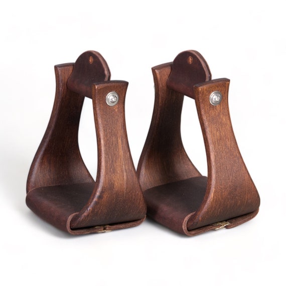 Handmade luxury oak wooden western stirrups 4"