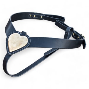 Handcrafted Civil War Leather Breast Collar with Brass Heart - Authentic Reproduction