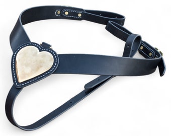 Handcrafted Civil War Leather Breast Collar with Brass Heart - Authentic Reproduction