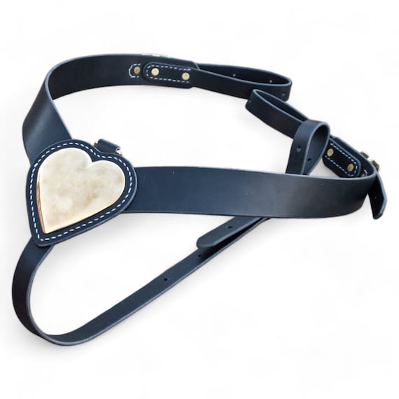 Handcrafted Civil War Leather Breast Collar with Brass Heart - Authentic Reproduction