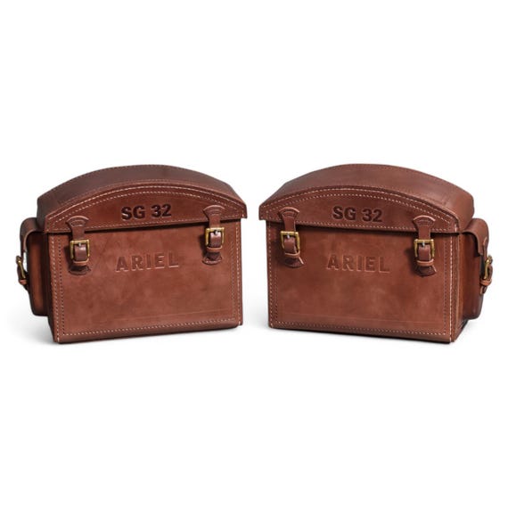 Leather handmade motorcycle bags - historical, vintage, ariel