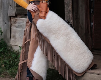 Custom Wooly Batwing Chaps – Sheepskin Lined Leather Western Riding Gear