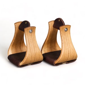 Handmade luxury oak wooden western stirrups 5&quot;