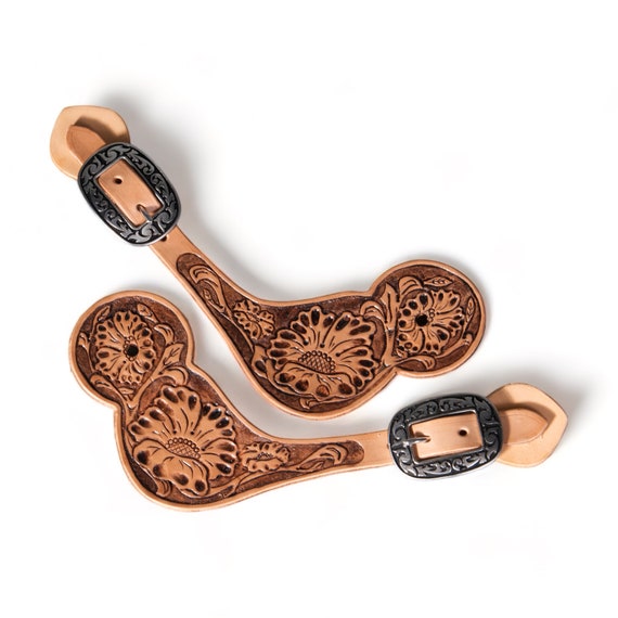 Spur straps, handmade of leather.