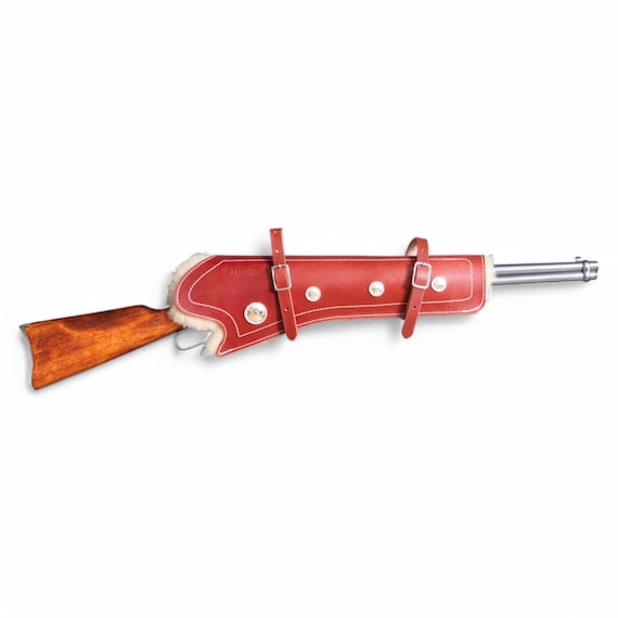 Short sheepskin lined scabbard for winchester henry lever action carbine