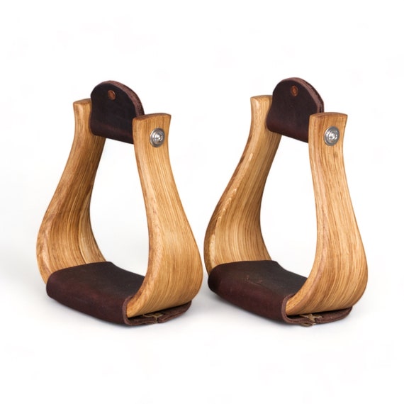 Handmade luxury oak wooden western stirrups 3"