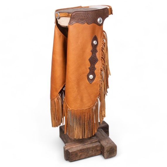 Made-to-order Handmade leather chinks with fringes