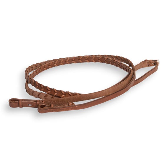 Braided Leather Reins for English Riding – Vegetable Tanned, Hook Billets, Multiple Colors and Lengths