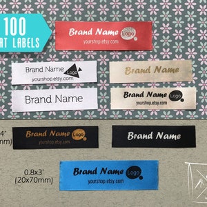 Qty 100- Custom flat satin label - Sew around satin tag - Custom design brand label