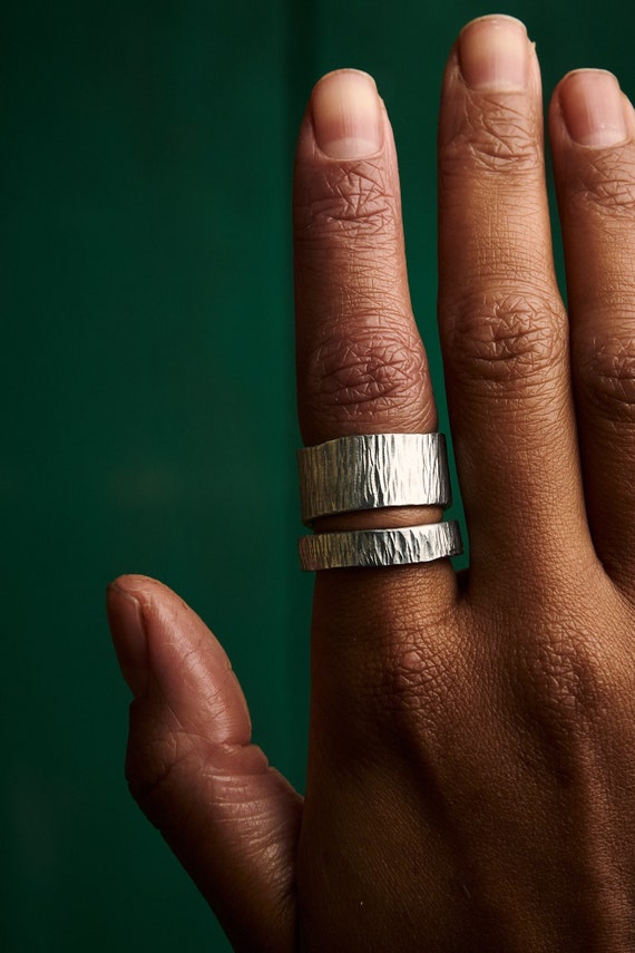 Double Row Square Stainless Steel Wedding Ring — Kirijewels.com