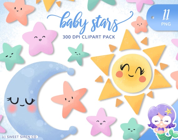 Baby Stars Clipart Pack Nursery Clipart Sun Moon Stars High Etsy