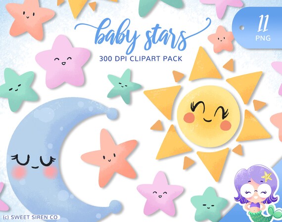 Baby Stars Clipart Pack Nursery Clipart Sun Moon Stars High Etsy