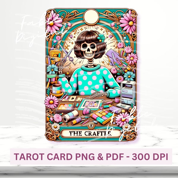 The Crafter Tarot Card PNG, Humorous Swearing Skeleton Sublimation Graphic, Witchcraft Inspired T-Shirt Design,Digital Download Funny tarot