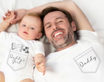Daddy & Daddy's Girl Dad Baby Matching Set , Gift for dad , Bodysuit Romper T-shirt t babygrow vest shirt Outfit , baby shower gift New Dad