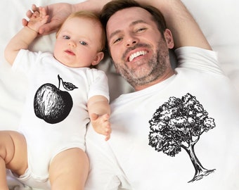 Ensemble t-shirt et body assortis Apple Tree and Fruit Two Dad Son Père