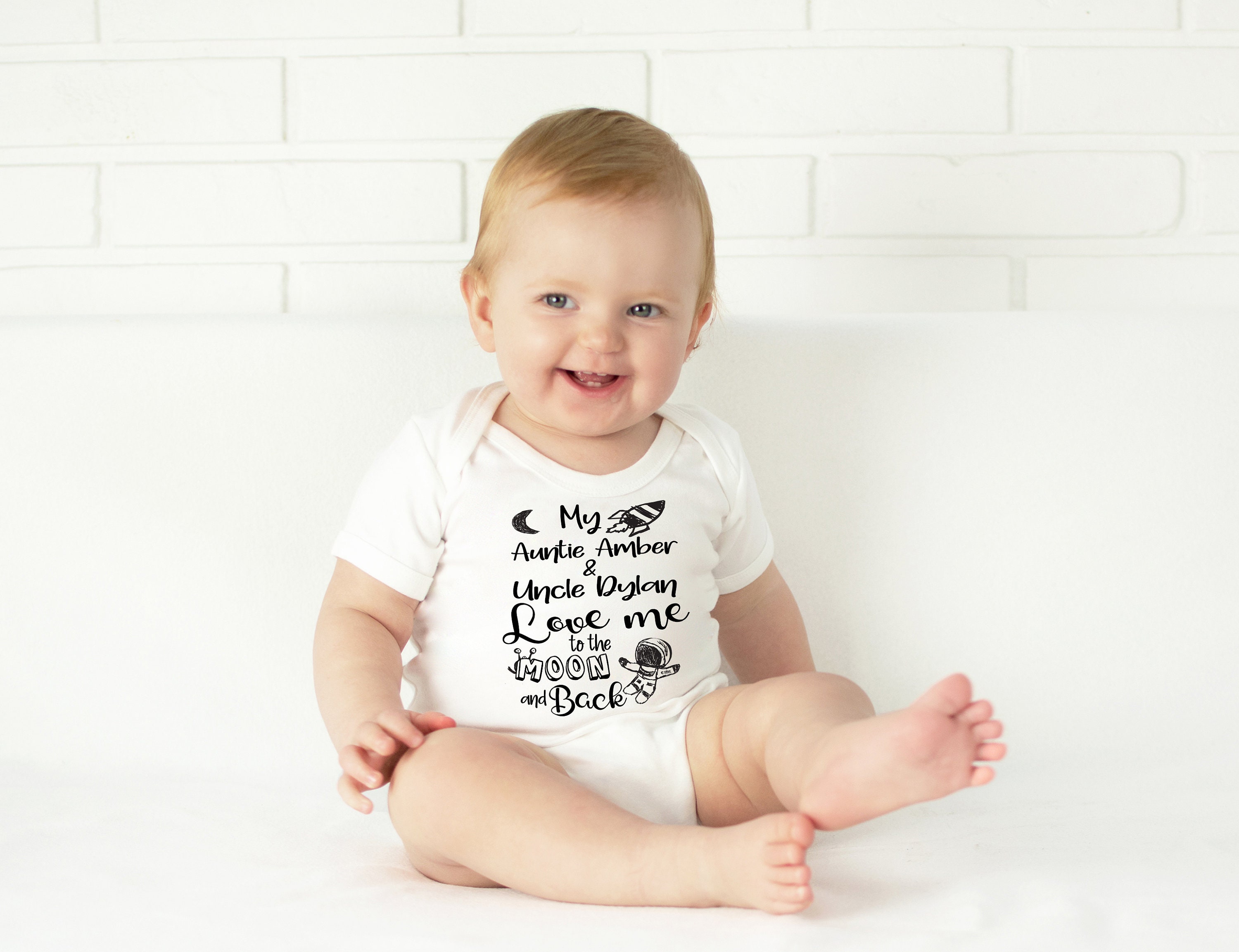 Personalised Baby Unisex Vest My Aunt Uncle Love Me to the - Etsy UK