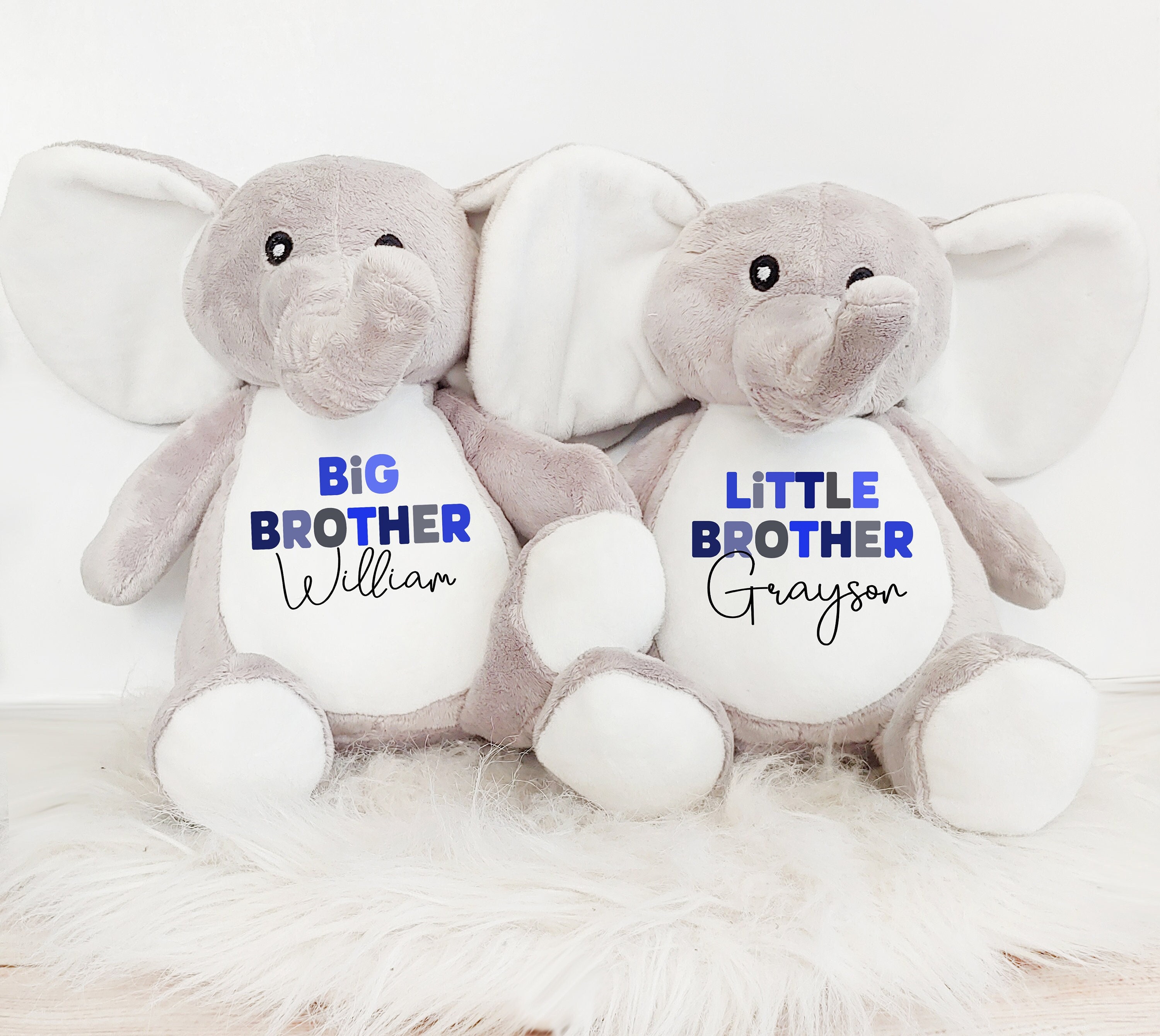 Personalised Soft Toy Siblings Big Little Brother Matching Teddy