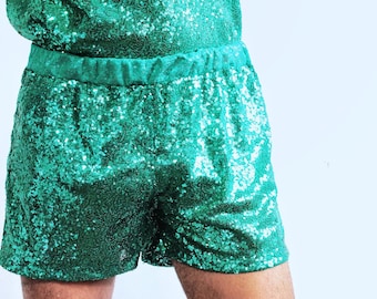 Green Sequin Shorts