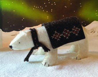 Felt Polar Bear Sewing Kit: 100% Wool, Arctic Scene Backdrop