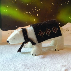 Felt Polar Bear Kit - Sew A Sweet Arctic Polar Bear with 100% Natural Wool Felt & DMC Cotton Threads