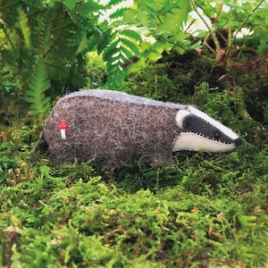 Felt Badger Kit - Soft Sculpture - Sew A Felt Badger with 100% Wool Felt & DMC Threads