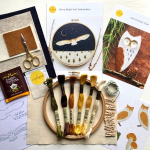 Owl Craftpod Bumperbox - TRE projekt, Starry Night Owl-broderi och filt Saxfodral