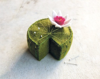 Water Lily Pad Pin Cushion Kit - Make your Own - Wool Felt