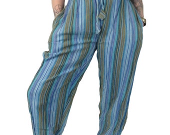 5 Colours Stripe Stonewash Elastic  Trousers P806 Fairtrade