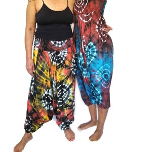 Women&#39;s Fairtrade Tye Dye Circle Print Baggy Afghan Trousers TDP901