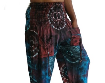 SALE  Fair Trade RAYON Circle Tye Dye Natan Trousers with Pockets TDP900