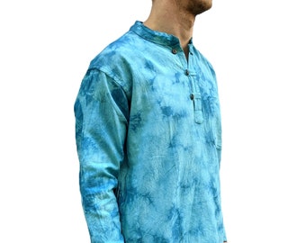 Fair Trade ALL COLOURS Tie Dye Nepalese Cotton Long Sleeve Shirt Round Neck Kurta (In 3 Colours) SH913