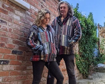 Fairtrade Unisex Zip Jacket Brush Cotton Patchwork  Fleece Lined