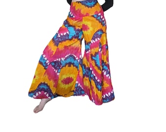 Vibrant Tie Dye Rayon Panel Flares Fair Trade