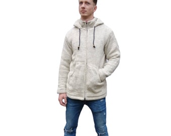 Fair Trade Unisex Natural  Wool Jacket Fleece Lined