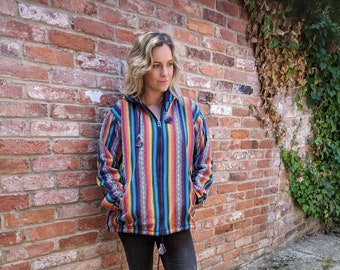 Fair Trade Unisex Fleece Lined Fine Weave Rainbow Jacket J901