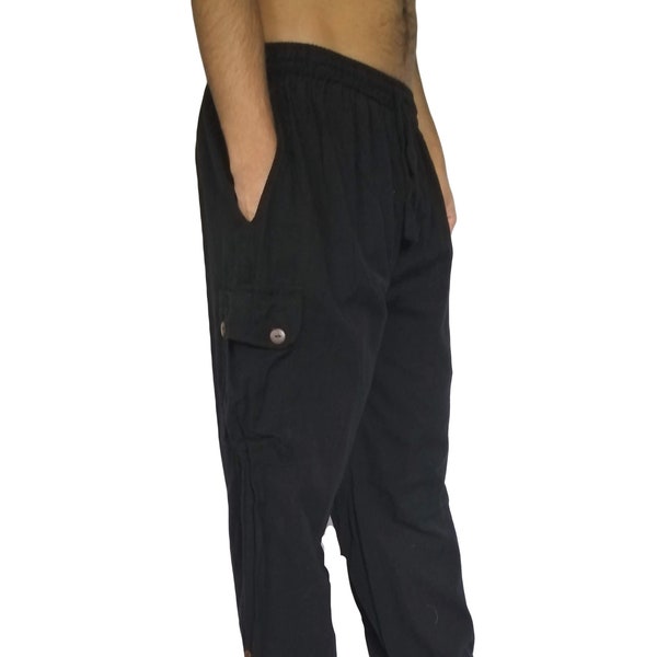 Fair Trade Weiche Waschung Schwarze Baumwolle Box Pocket Hose kann in 3/4 Länge getragen werden