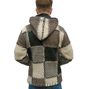 Fair Trade Unisex Patchwork Natural  Wool Jacket Fleece Lined